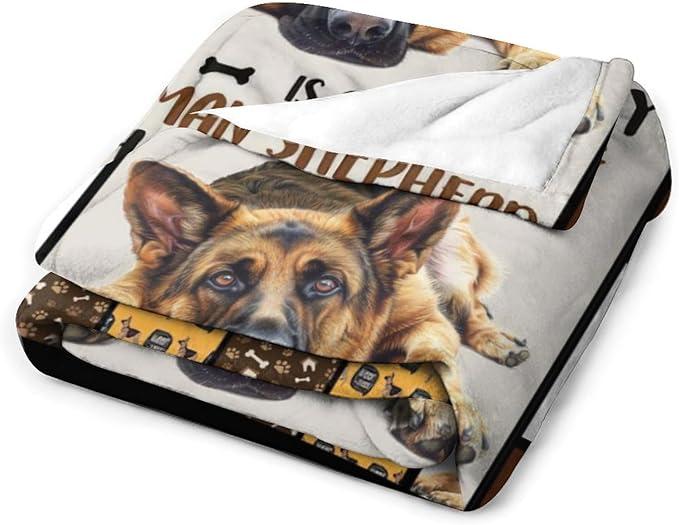 German Shepherd Dog Print Blanket Best Dog Pet Animal Throw Blankets for Couch Sofa Stuff Decor Gifts Lightweight Soft Cozy Fleece Plush Warm Flannel Bedding for Lover Man Woman Teen Adults 60"x80"