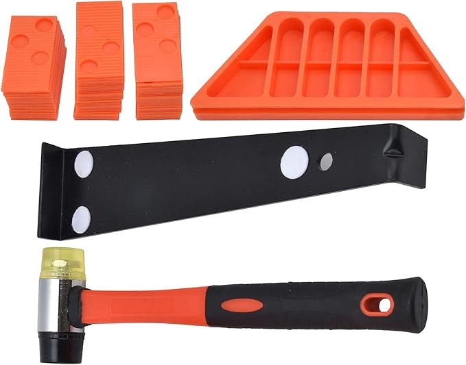 33Pcs Professional Floor Install Tool Kit Heavy Duty Laminate Wooden Flooring Installation Tools with Double Face Pull Bar Spacers for Home DIY Renovation Orange Black