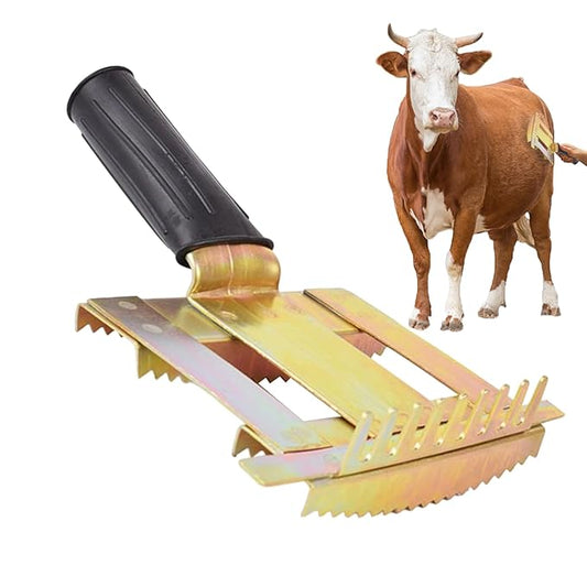 Equine Care Dematting Brush - Heavy Duty Livestock Groomer, Soft Bristle Scratching Tool, Efficient Animal Hair Removal, Ergonomic Handle Design, Portable Farm Stable Accessory | Horse Cattle Goat