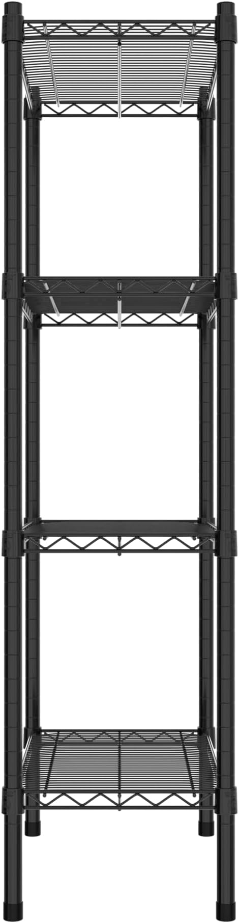 Commercial NSF Listed Black Epoxy Stationary Wire Shelving Kit 14" x 24" x 54", with 4 Shelves Perfect for Warehouse, Walk-in Refrigerator, Freezer, Grocery Store, Restaurant, Dishroom