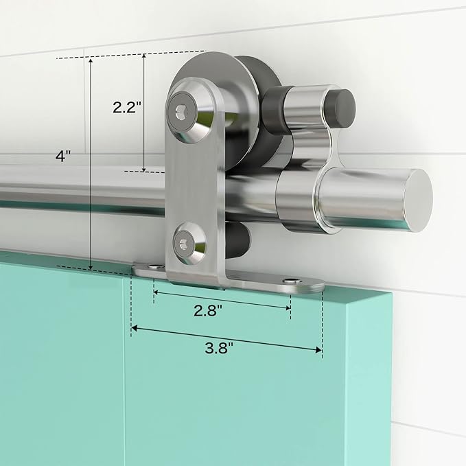 TSMST 6.6FT Sliding Barn Door Hardware Kit, Top Mount Stainless Steel Heavy Duty Sturdy Barn Door Track for Single Wood Door, Slide Smoothly Quietly (T Style)