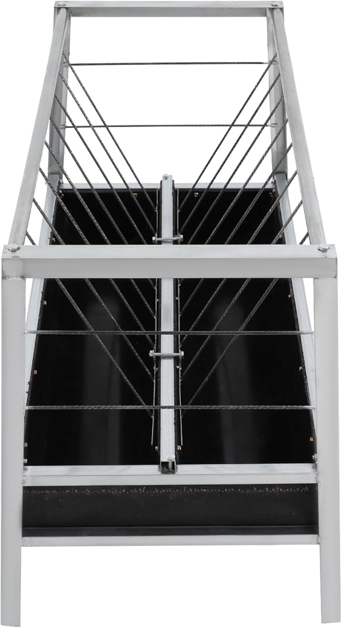 Feed Trough, 2-in-1 Grain & Hay Feeder Livestock Feeding Trough, Rectangular Livestock Feeder Trough Pasture Farm Sheds Pen for Horse, Goat, Sheep, Cattle, Cow, Pig