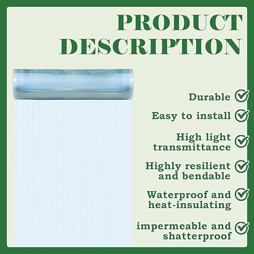 Polycarbonate Sheet 65.6Ft x 3.28Ft,DIY UV Resistant Polycarbonate Greenhouse Panels,Insulated Transparent Polycarbonate Roof Panels for Roof Farming Gardening Agriculture Courtyards Canopy