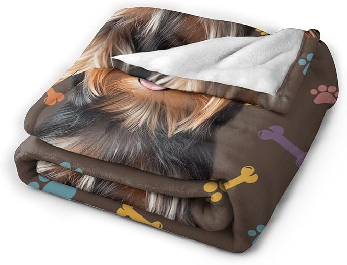 Dynova Yorkshire Terrier Blanket Dog Lovers Gifts Cozy Plush Cute Yorkie Throw Blankets Decor Fuzzy Flannel Fleece for Girls Boys Women Men 60"X50"