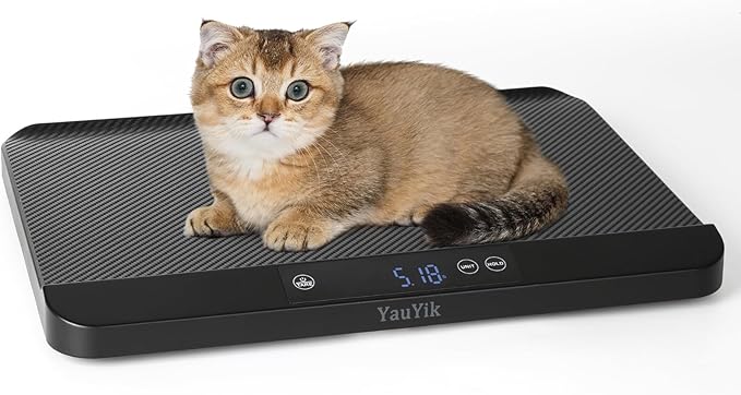 YauYik Digital Pet Scale for Accurate Weighing - Baby Scales for Weighing, Ideal for Small Pets, Puppies, Kittens and Cats with Non-Slip Mat - LED Display with Hold Function, Measures Up to 40kg