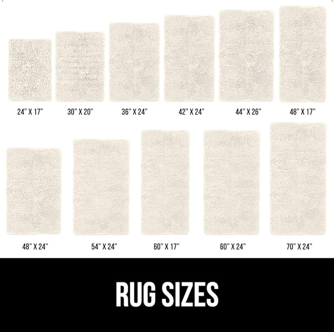 GORILLA GRIP Bath Rug Mat 30x20, Soft Absorbent Chenille, Quick Dry Microfiber Mats, Rubber Backing Washable Shower Floor Rugs, Bathmat Runner, US Designed Bathroom Home Decor Accessories Ivory Cream