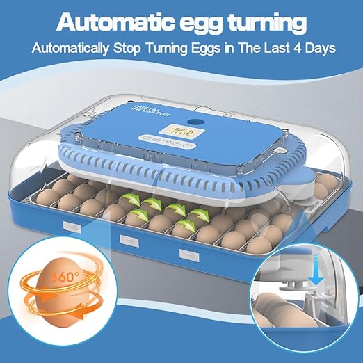 HOWOOlUA 70 Egg Incubator for Hatching Eggs withAuto Turn, Temp & Humidity Control, Built-in CandleLarge Capacity Egg Incubator for Chicken Duck GooseEggs