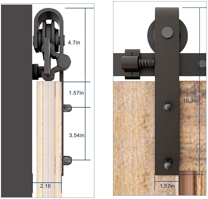 CCJH 10.5FT Sliding Barn Door Hardware Kit, Heavy Duty, Smoothly and Quietly, Easy to Install, Fit 31.5" Width Double Door Panel, Basic Style Hangers Black