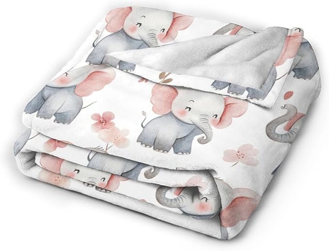 Elephant Blanket Super Cozy Soft Elephant Animal Throw Blanket Warm Plush Fluffy Elephant Stuff Gifts for Women Girls Fleece Flannel Gift Blankets for Kids Adults 80"X60"