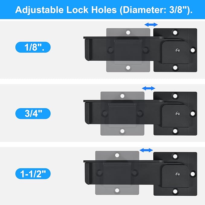 7.5" Flip Gate Latch Lock with Padlock Hole 2Pack, 4mm Heavy Duty Aluminum Alloy Adjustable Door Latch for Sliding Swing Open Door, Outdoor Gate, Wooden Fence, Barn Door, Shed, Garage, Yard