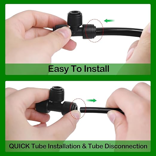 1/4 Inch Drip Tubing Irrigation Fittings Kit - 40 Pieces Set 1/4'' Drip Line Push-to-Fit Connectors Includes 10 Tees 10 Coupling 10 Elbows 10 End Cap