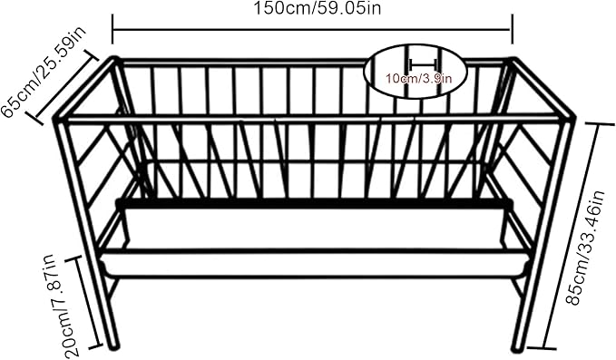 5 Ft Long Livestock Feeder, Heavy Duty Steel 2 in 1 Grain Hay Feeder 21 Gallon Multiple Sided Outdoor Pasture Hay Rack Strong Durable for Goats, Sheep, Cattle and Po(Color:Leather Bottom Trough)