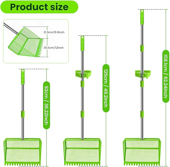 2025 Latest 12inch 2-in-1 Chicken Poop Scooper & Rake with Handle, Heavy-Duty Metal Chicken Coop Scoop for Sand Sifting Shovel Litter Scooper for Farm House Chicken Coop Cleaning Tools Accessories