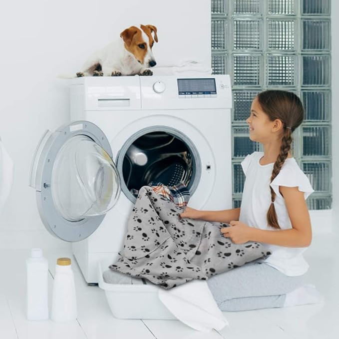 Comsmart Dog Blankets for Small Dogs, 6 Pack Puppy Blanket Cute Paw Print Pet Blanket for Dog, Puppy, Cat, Kitten, 39x35 inches, Grey