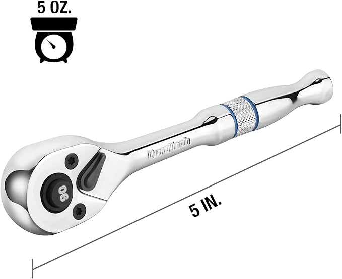 DURATECH 1/4-Inch Drive Ratchet, 90-Tooth Quick-release Ratchet Wrench, Reversible, Chrome Alloy Made, Full Polished, Stocking Stuffers for Men Gifts for Men Gifts for Women gifts for dad