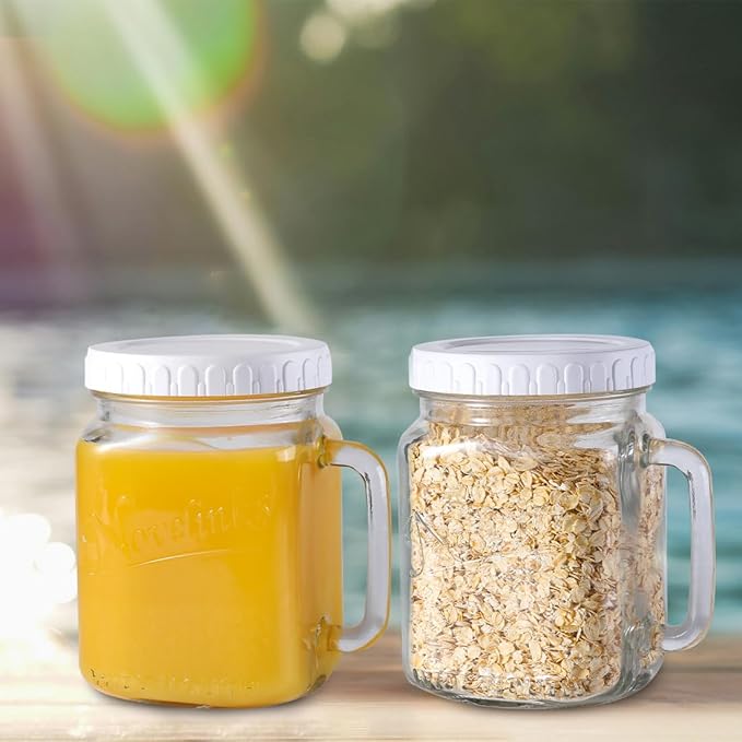 Glass 74 Ounce Mason Jars Wide Mouth Mason Jar Large Square Food Container with Lid for Overnight Oats and Food Storage (1 Pack)