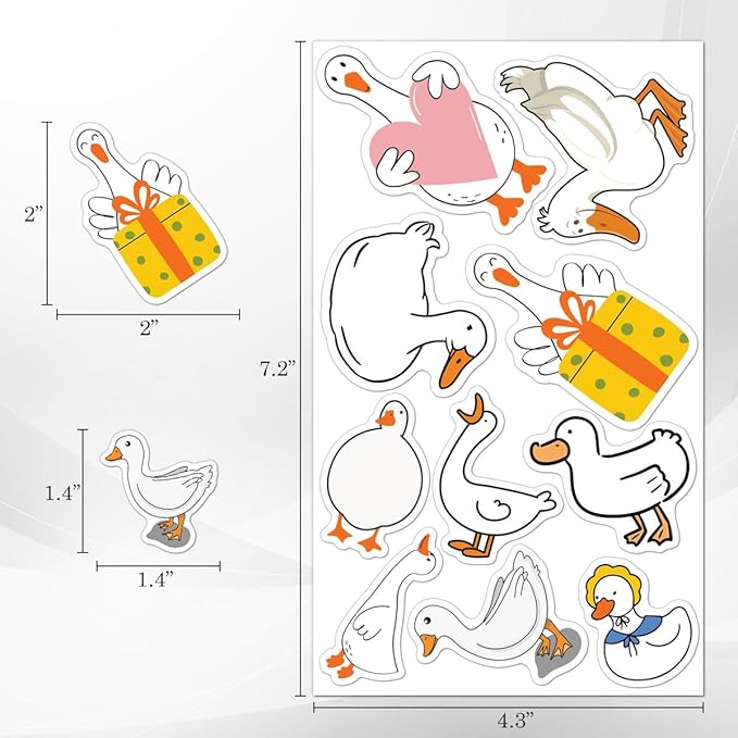 Pack 50 Pcs Funny Animal Cute Duck Stickers for Water Bottles Waterproof Laptop Luggage Computer Scrapbooking Teens Adults Girls Boys Aesthetic Sticker Packs Small Vinyl Decals