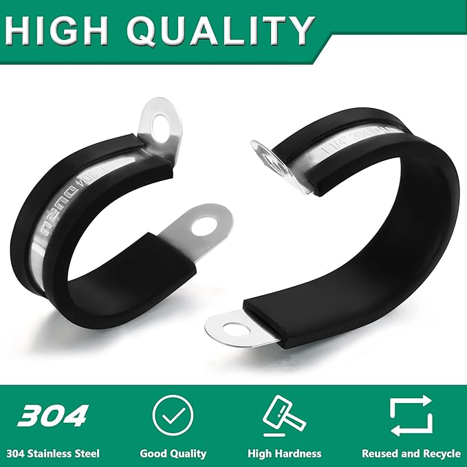 20PCS 1/4 Inch Cable Clamps with 45PCS Screws Assortment Kit 304 Stainless Steel Rubber Cushioned Insulated Cable Clamp, Automotive Wire Pipe Clamps(6mm)