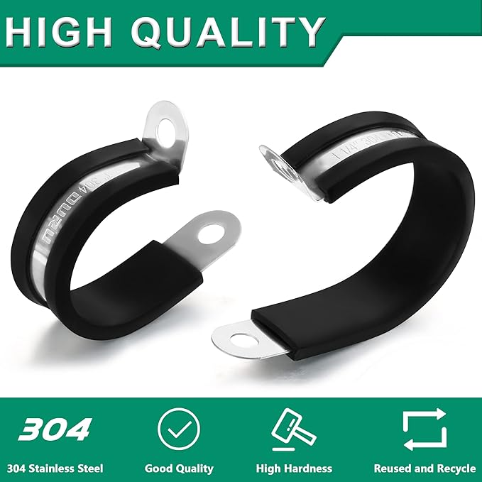 20PCS 1/2 Inch Cable Clamps with 45PCS Screws Assortment Kit 304 Stainless Steel Rubber Cushioned Insulated Cable Clamp, Automotive Wire Pipe Clamps(13mm)