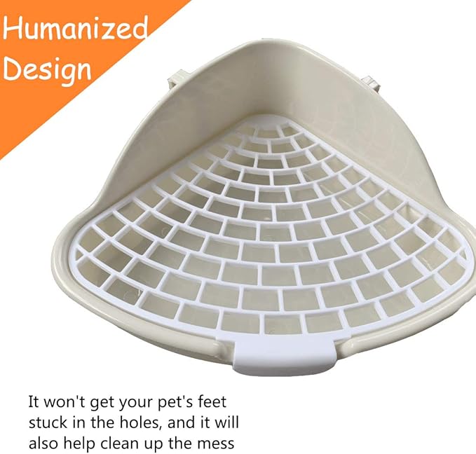 Hamiledyi Triangle Potty Trainer Corner Bunny Toilet Plastic Pet Pan Guinea Pig Litter Bedding Box for Baby Rabbit Guinea Pig Hamster Chinchillas Ferret Small Animals(White)