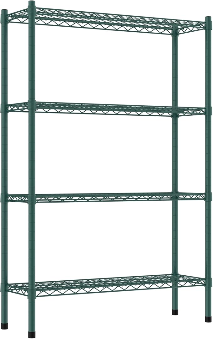 Commercial NSF Listed Green Epoxy Stationary Wire Shelving Kit 12" x 36" x 54", with 4 Shelves Perfect for Warehouse, Walk-in Refrigerator, Freezer, Grocery Store, Restaurant, Dishroom