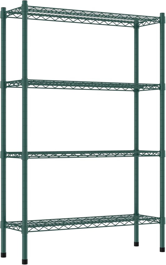 Commercial NSF Listed Green Epoxy Stationary Wire Shelving Kit 12" x 36" x 54", with 4 Shelves Perfect for Warehouse, Walk-in Refrigerator, Freezer, Grocery Store, Restaurant, Dishroom