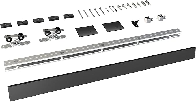 JUBEST 6FT Barn Door Hardware Kit, Aluminium Alloy Box Rail Hardware, Low Clearance Sliding Door Track for Classic Modern Interior Single Wooden Door,Black