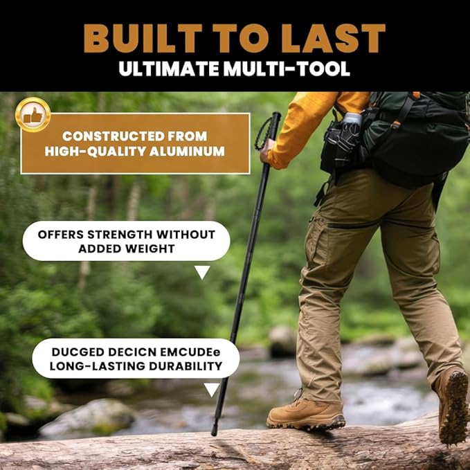 Saker Collapsible Tactical Hiking Stick Plus 2026|Hiking Trekking Pole|Lightweight Aluminum Gear Walking Pole with Survival Hiking Staff for Camping, Hunting,Outdoor Adventures