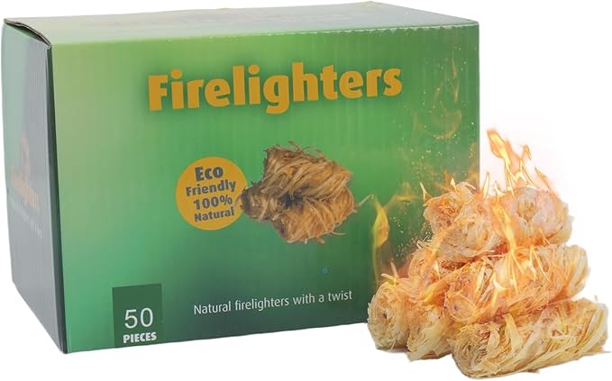 GEEKHOM 50-Piece Wax Fire Starters: All-Weather Natural Firelighters for Grill, Wood Stove, Pizza Oven & Campfire, Eco-Friendly