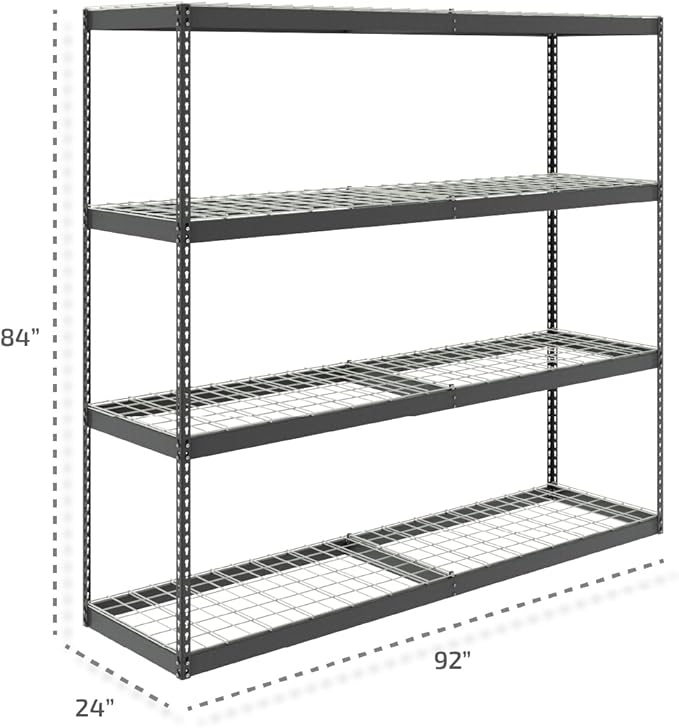 SafeRacks Garage Shelving - Storage Rack That Holds 500 Pounds Per Shelf - All Steel Shelves for Storage - Easy to Assemble Shelving Storage, Garage Shelf, Hammertone (24" x 92" x 84")