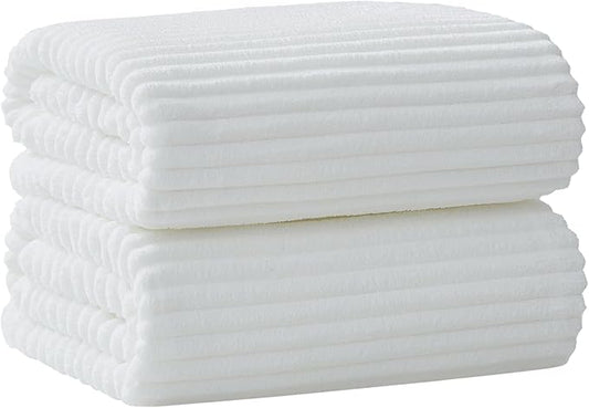 Oversized Bath Sheets 40x80 Inches Extra Large Bath Towels for Adults Super Soft Quick Dry Highly Absobent Microfiber Shower Towels for Bathroom, Pool, Gym, Yoga Towel(White, 2Piece)