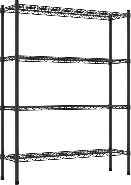 Commercial NSF Listed Black Epoxy Stationary Wire Shelving Kit 12" x 42" x 54", with 4 Shelves Perfect for Warehouse, Walk-in Refrigerator, Freezer, Grocery Store, Restaurant, Dishroom