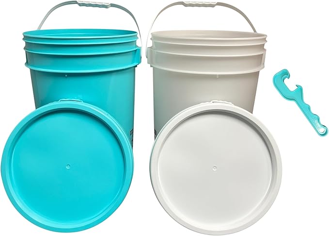 6‑Gallon Premium‑Grade Plastic Bucket with Lid & Bonus Opener Tool – Heavy-Duty Food‑Safe Pail for Storage, Utility & DIY (Blue)