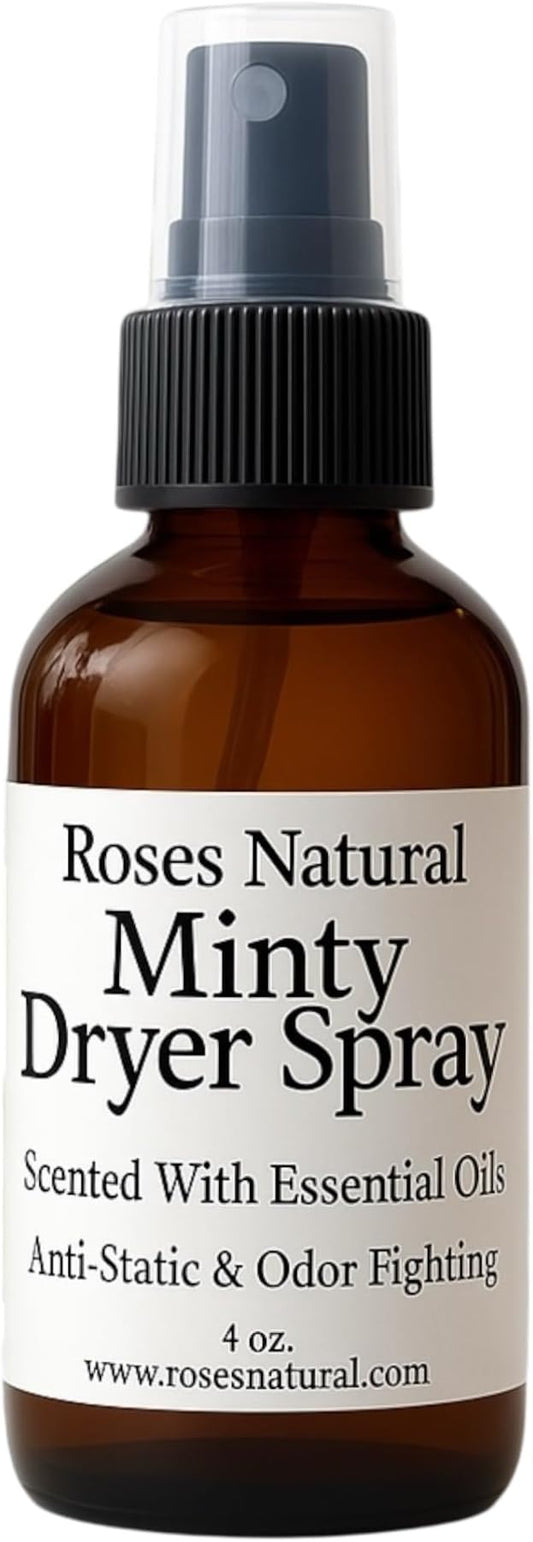 Natural Dryer Ball Spray, 4 oz, Patchouli, Lavender,Essential Oil Laundry Refresher, Fabric Freshener for Clothes, Linens & Wool, Anti-Static & Odor Neutralizer, Made in the USA (Minty)
