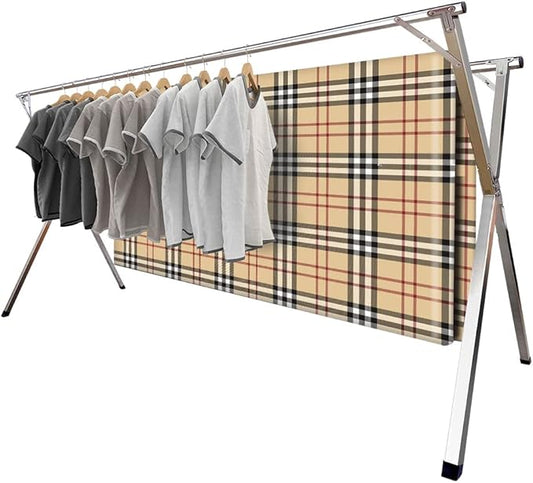 79in Premium Stainless Steel Clothes Drying Racks, Foldable and Adjustable Laundry Drying Rack Clothing for Indoor Outdoor