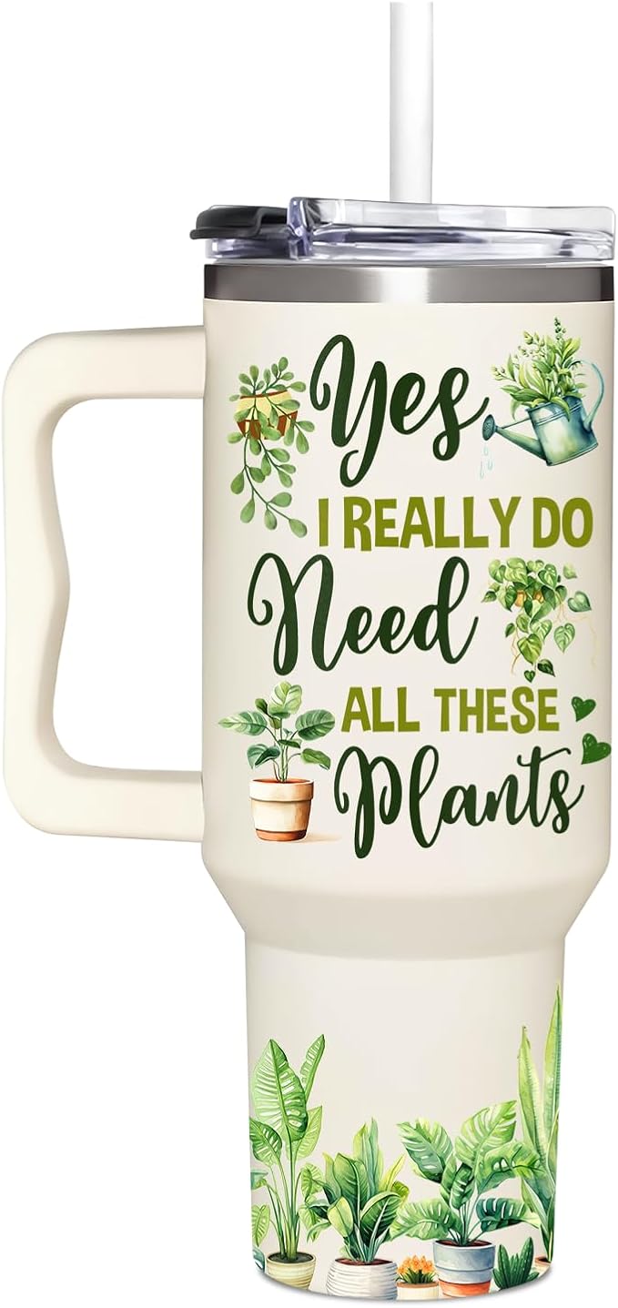 Gardening Gifts For Women - Gifts For Gardeners Woman - Christmas, Birthday, Mothers Day Gift For Gardeners, Plant Lady Gift - 40Oz Tumbler With Handle & Straw