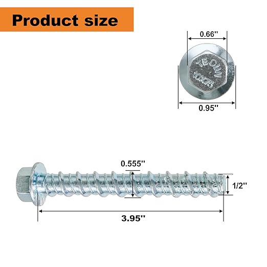 1/2 x 4 25pcs Concrete Screws, Nickel Plated Concrete Screw Drill Bit Set for Anchoring Masonry, Brick or Concrete Block (25pcs)