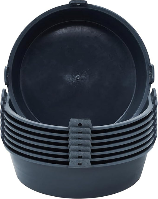 Sadnyy 8 Pcs Ox Tendon Feeder Pan 6 Quart Feed Pan Utility Horse Feed Bucket Dog Bowl Horse Feeder for Cats Dogs Goats Horses Chicken Dust Bath Container Animal Feeding, 12.2 x 3.4 Inch (Not Rubber)