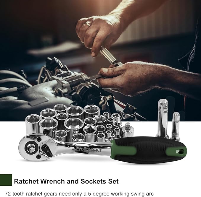 Prostormer 259-Piece Tool Kit, General Household Hand Tool Set with Plastic Storage Toolbox, Portable Complete Repair Tool Box for Home and Car (Green)