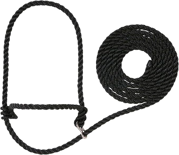 Weaver Livestock Poly Rope Breaking Cattle Halter, Adjustable, Modern Style Cow Calf Halter, Livestock Handling Equipment for Showing, Black