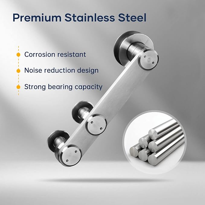 EaseLife 6 FT Stainless Steel Sliding Barn Door Hardware Track Kit,Heavy Duty,Anti-Rust Anti-Corrosion,Slide Smoothly Quietly,Easy Install (6FT Track Kit for 30"~36" Single Door)