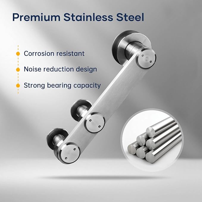 EaseLife 5 FT Stainless Steel Sliding Barn Door Hardware Track Kit,Heavy Duty,Anti-Rust Anti-Corrosion,Slide Smoothly Quietly,Easy Install (5FT Track Kit for 26"~30" Single Door)