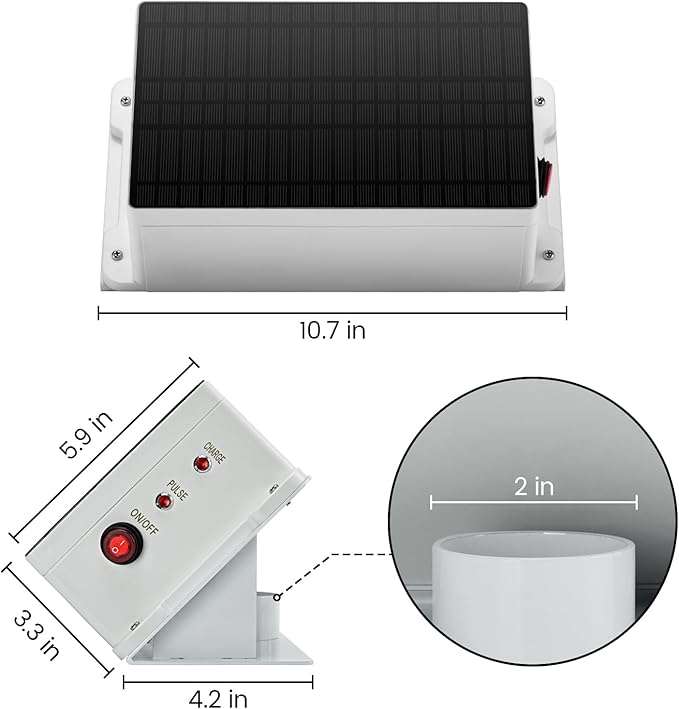 HEFC-03 Solar Fence Charger, Briidea 5.6 Miles Solar Electric Fence Charger, 0.2 Joules, IP66 Waterproof, Solar-Powered, Cost-Efficient, Prevents Predators, Ideal for Livestock & Gardens