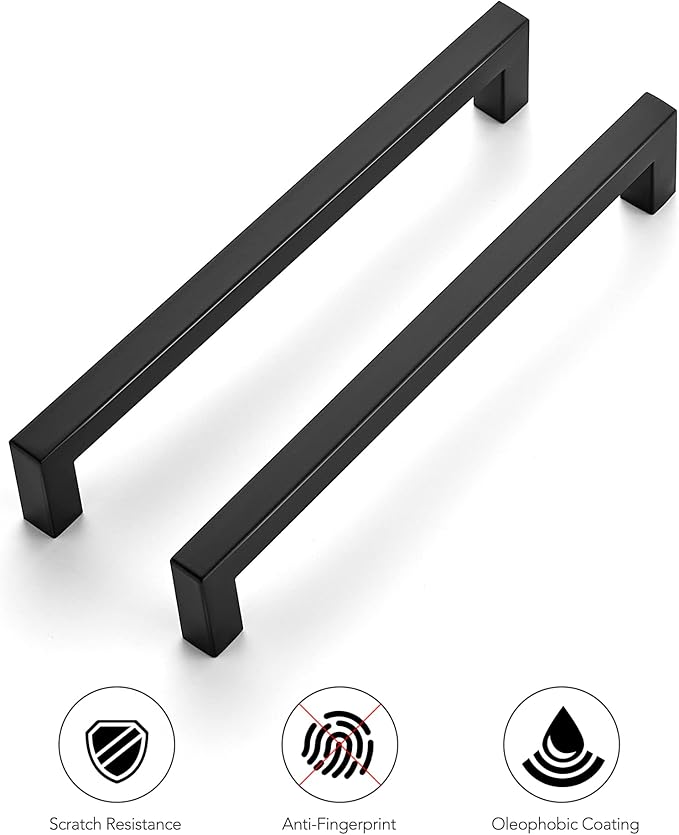 Ravinte 25 Pack 7-1/2 Inch Square Cabinet Handles - Matte Black Pulls for Cabinets & Drawers - Hardware for Kitchen Cupboards