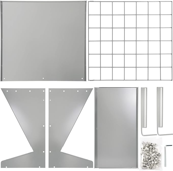 Wall Mount Hay Rack, Heavy-Duty Galvanized Metal 2 in 1 Hay and Grain Feeder, Livestock Feeder with Adjustable Distance, Hay Feeder for Goats, Sheep, Horse