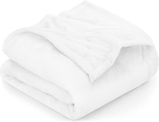 Utopia Bedding Fleece Blanket Twin Size White 300GSM Luxury Fuzzy Soft Anti-Static Microfiber Bed Blanket (90x66 Inch)