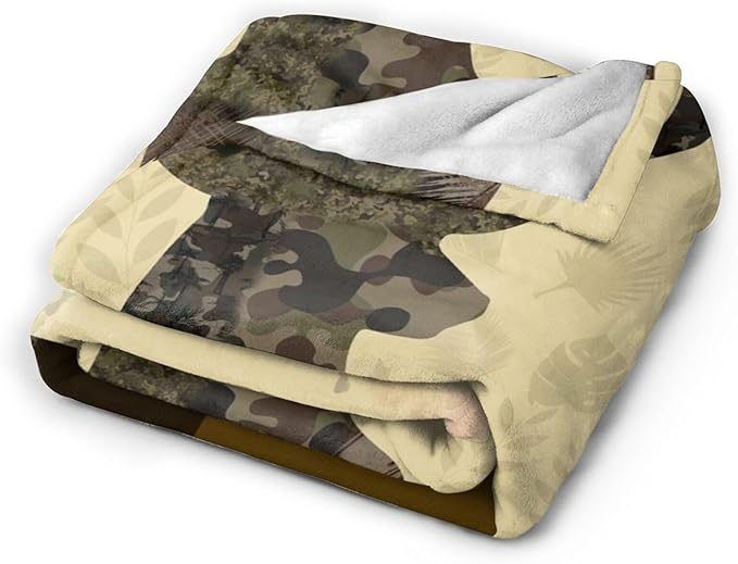 Deer Blanket Camo Hunting Throw Blanket Cozy Plush Dad Elk Fleece Flannel Ultra Soft Blankets Lightweight Fuzzy Warm Gifts for Adults Men 50"X40"