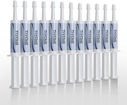 TryChill™ 12 Pack – L-Tryptophan-Based Support for Horses – Promotes a Composed Demeanor Without Sedation – Enhances Focus, Confidence & Performance – 100% Natural & Competition Safe