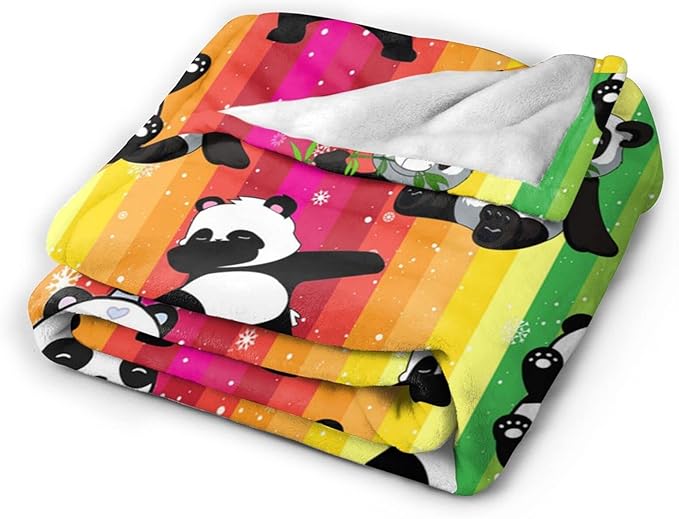 Cute Panda Blanket Soft Lightweight Flannel Fleece Cartoon Throw Blankets Bedding for Bed Sofa Couch Living Room Gifts 80"x60"