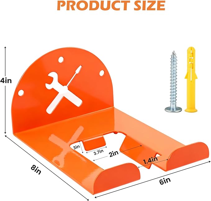 Trimmer Rack Wall Mount - Heavy Duty Wall Hanger for Grass Trimmer Garden Tools Chainsaw Hedge Trimmer 4 Pack Orange